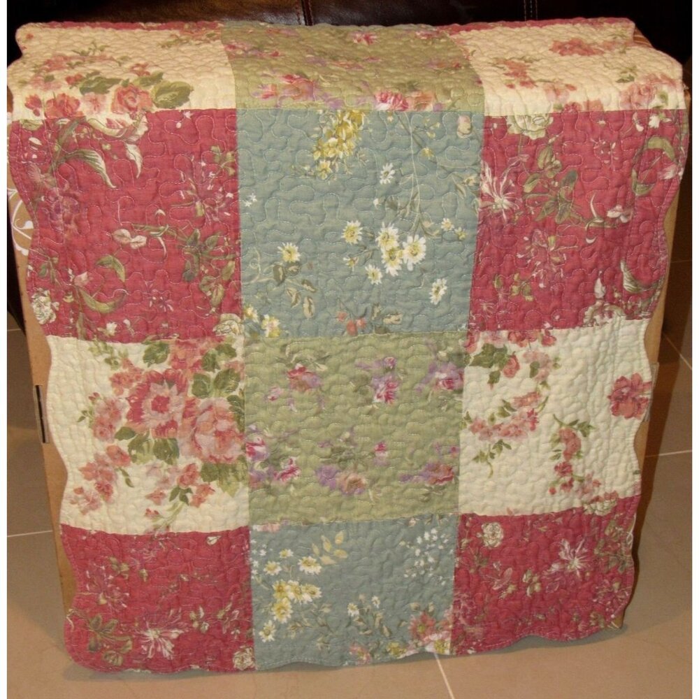 Brylane Home Multi-Color Floral Patchwork Quilted Pillow Shams Set of 2